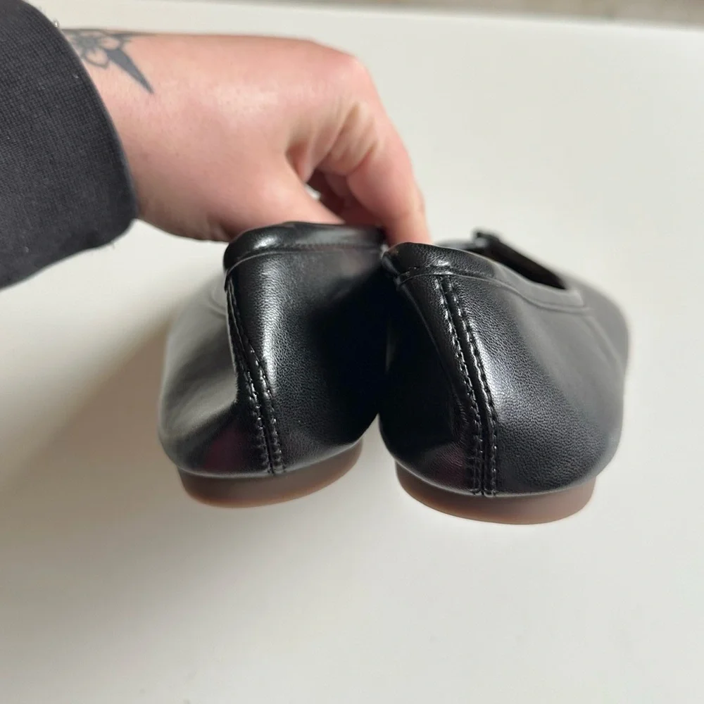 Black Tabi Split Toe Vegan Leather Black EU 39 8-8.5 Ballet Flats Avant Garde - Picture 5 of 7